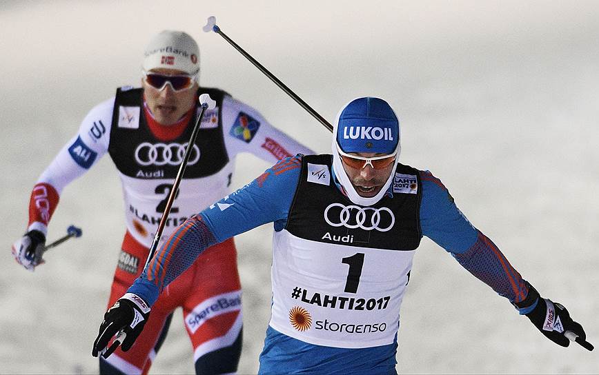 Лыжники Финн-Хоген Крог (слева) и Сергей Устюгов 