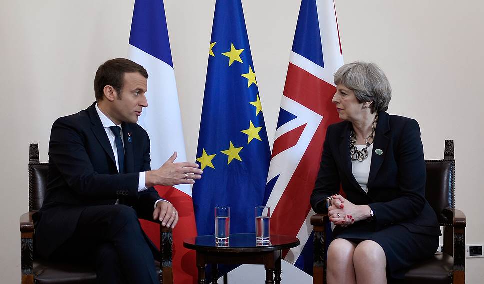 Президент Франции Эмманюэль Макрон и премьер-министр Великобритании Тереза Мэй