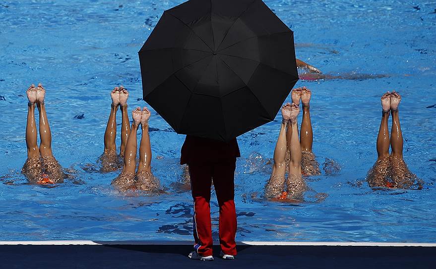 Тренировка сборной КНДР на чемпионате мира по водным видам спорта в Будапеште