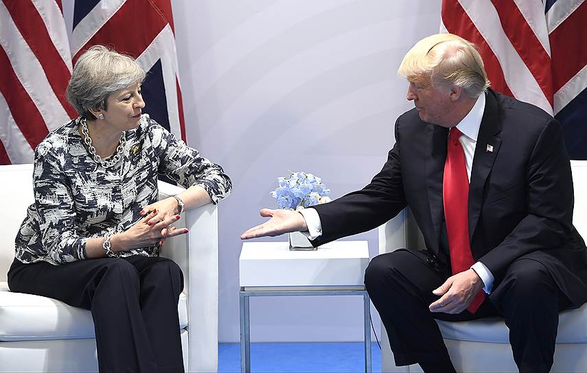 Президент США Дональд Трамп и британский премьер Тереза Мэй на июльском саммите G20 в Гамбурге получили возможность лично обсудить свободную торговлю