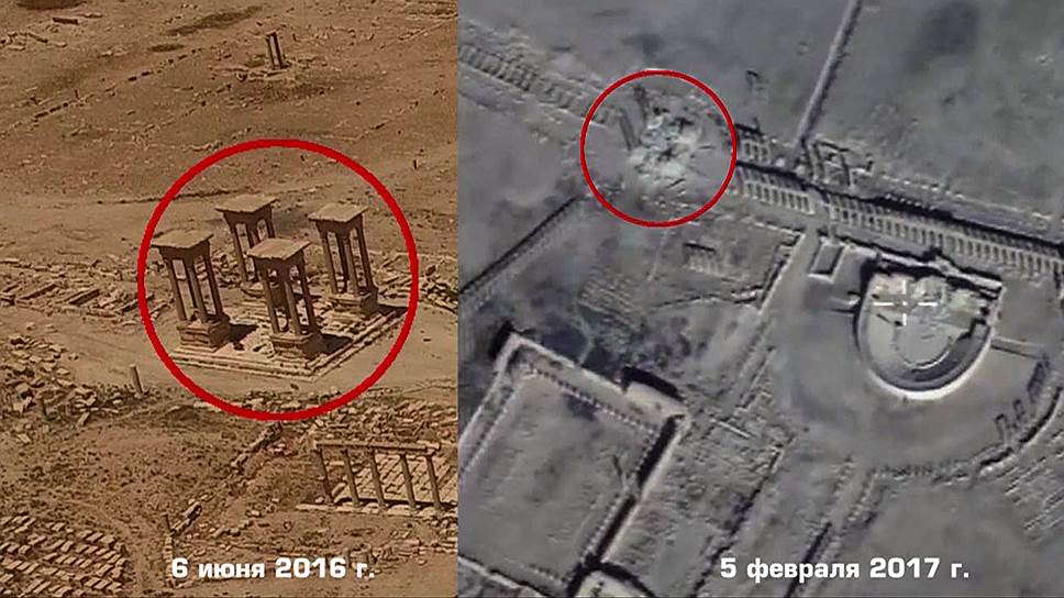Кадры уничтожения древних памятников в сирийской Пальмире были показаны всему миру в феврале 2017 года