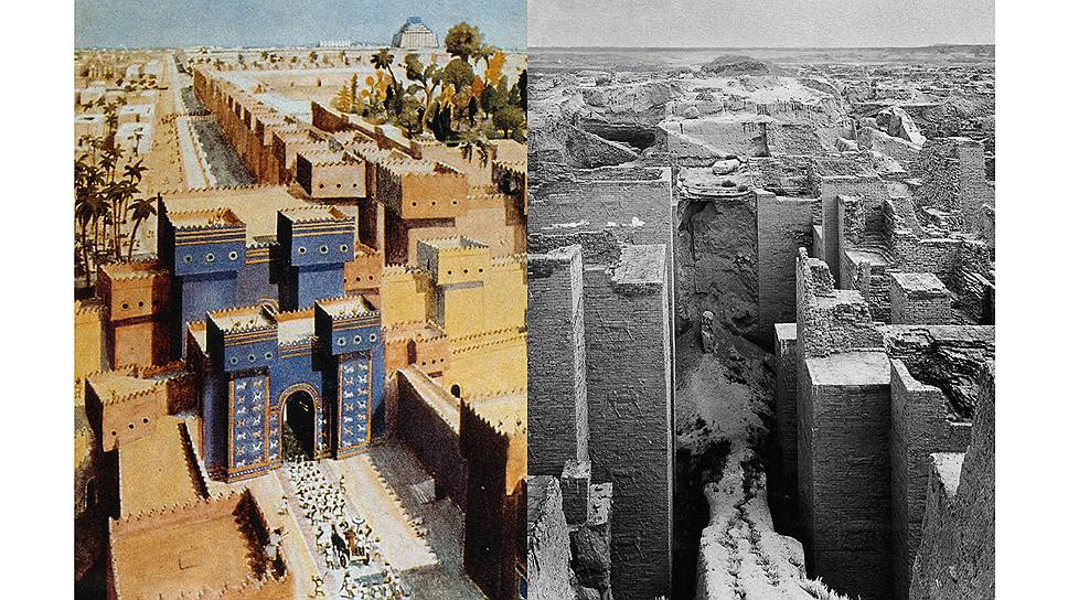 Ворота Иштар в Вавилоне, построенные в 575 году до н. э. в северной части города по приказу царя Навуходоносора, реконструировали в 1930-е годы в Пергамском музее в Берлине, а их части хранятся в музеях по всему миру