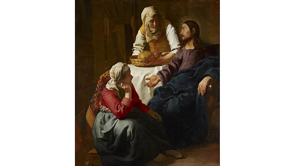 «Христос у Марфы и Марии» — единственная картина Яна Вермеера на евангельскую тему. Судя по всему, именно она послужила мотивом для фальшивого «Христа в Эммаусе»