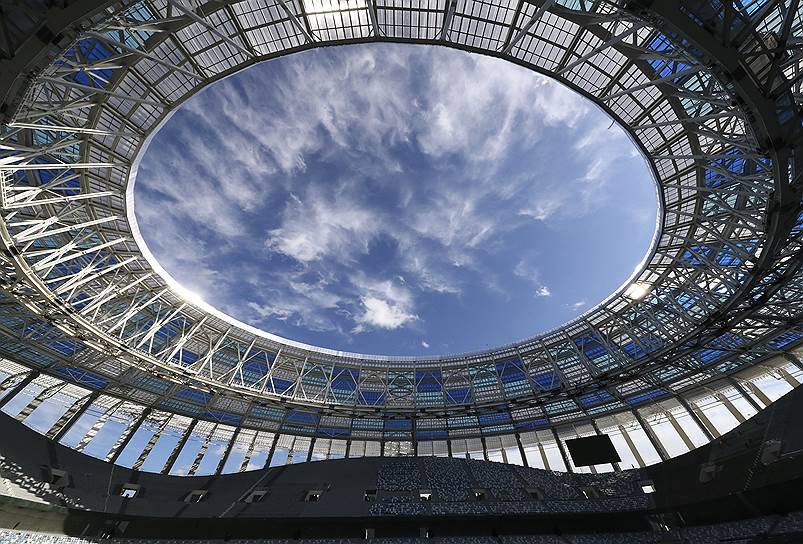 Нижний Новгород, Россия. Строительство стадиона, который примет гостей чемпионата мира по футболу в 2018 году