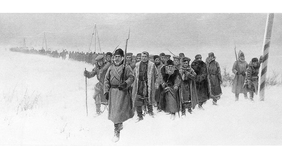 Даже в эпоху железных дорог в отдаленные районы Сибири этапы арестантов шли пешком