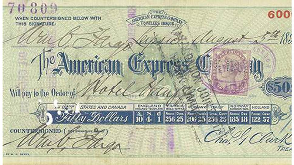Компания American Express вышла на рынок с дорожными чеками на 17 лет позже Томаса Кука, но авторство самого термина, как ни странно, принадлежит именно ей