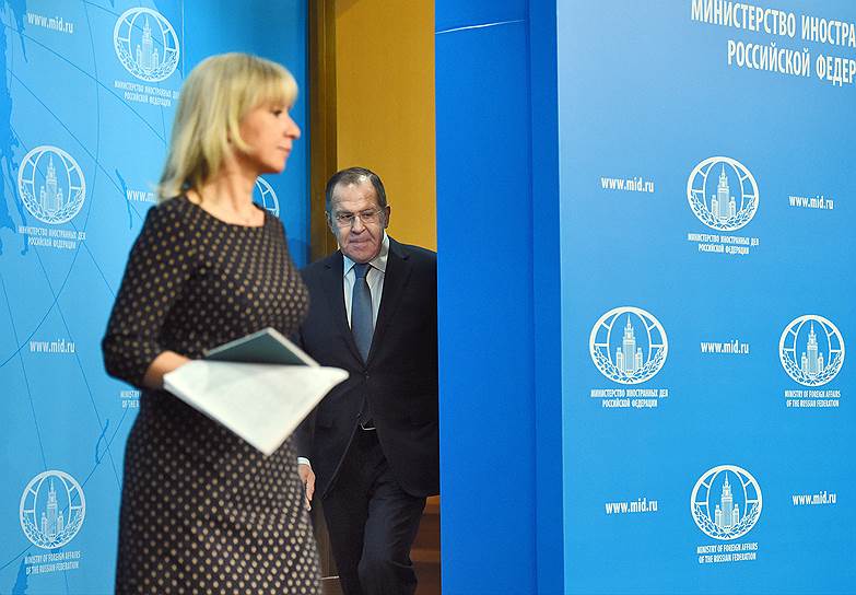 Директор Департамента информации и печати МИД России Мария Захарова и министр иностранных дел России Сергей Лавров 