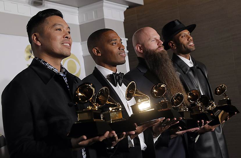На фото слева направо: американские хип-хоп исполнители Джонатан Йип, Рэй Ромулус, Джереми Ривз и Рэй Чарльз Маккулох