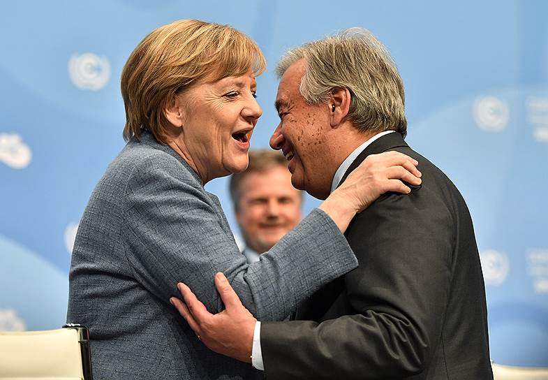 Ноябрь 2017 года. Ангела Меркель и генеральный секретарь ООН Антониу Гуттереш на конференции по климату в Бонне, Германия