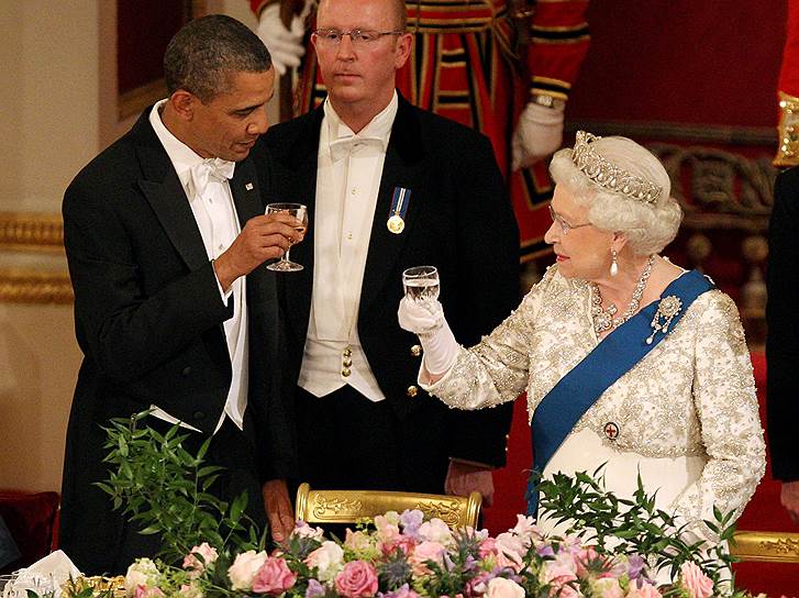 24 мая 2011 года. Президент США Барак Обама и Елизавета II на банкете в Букингемском дворце