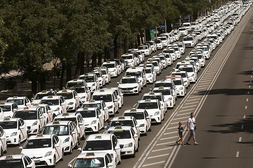 Мадрид, Испания. Забастовка водителей такси 