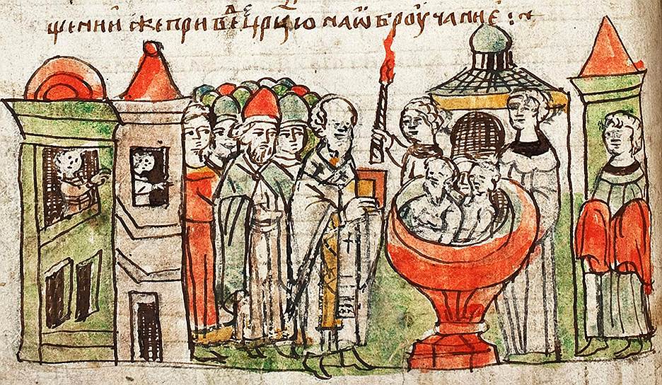 Крестившись, Владимир приказал сбросить в Днепр идолов, которые он сам установил за несколько лет до этого
