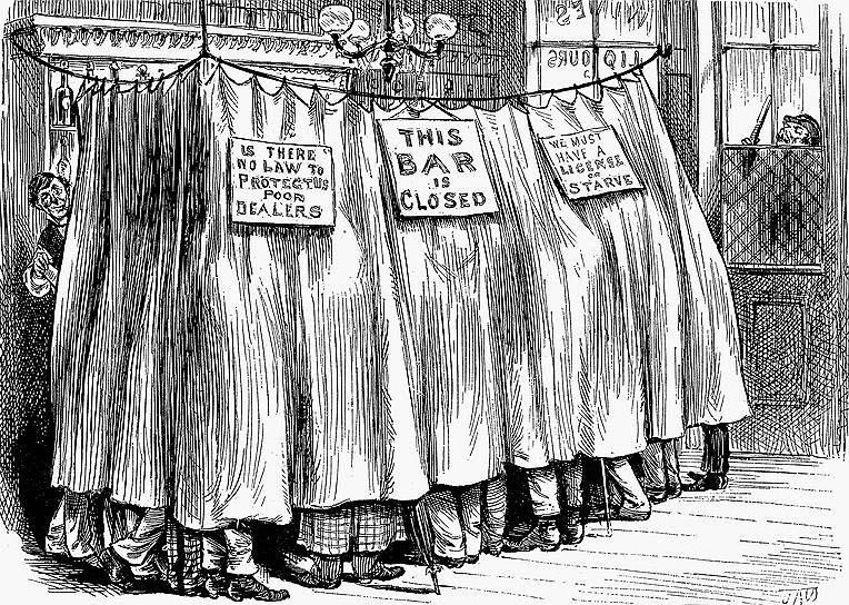 В Нью-Йорке 1878 года закон об акцизах вызвал массовые протесты владельцев питейных заведений