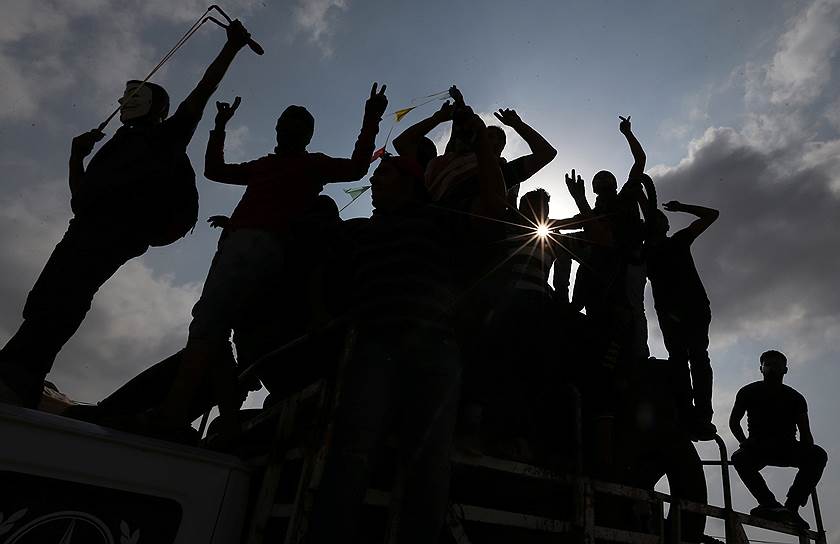 Сектор Газа. Палестинцы во время акции протеста против политики Израиля