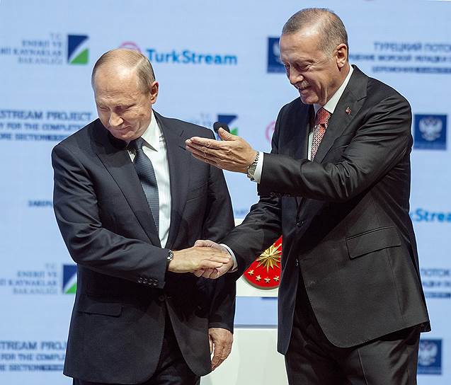 Президент Турции Реджеп Эрдоган (справа) и президент России Владимир Путин