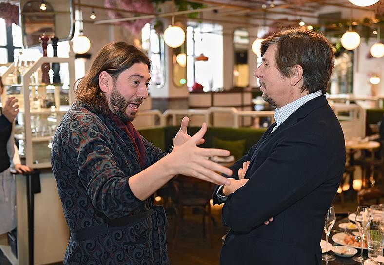 Продюсеры Михаил Друян (слева) и Андрей Фомин на обеде от сети отелей Oetker Collection в ресторане Buro Tsum
