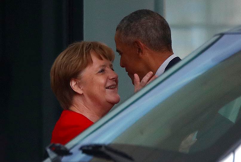 Берлин, Германия. Канцлер ФРГ Ангела Меркель встретилась с бывшим президентом США Бараком Обамой