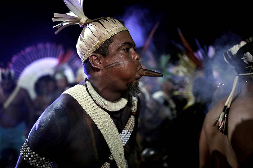 Бразилиа, Бразилия. Акция в защиту прав коренного населения страны