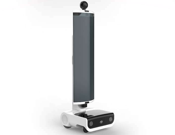 Робот T-TR1 оснащен камерой на большом дисплее. Он предоставит людям, которые физически не способны присутствовать на Играх, возможность виртуально присутствовать и общаться с людьми на них