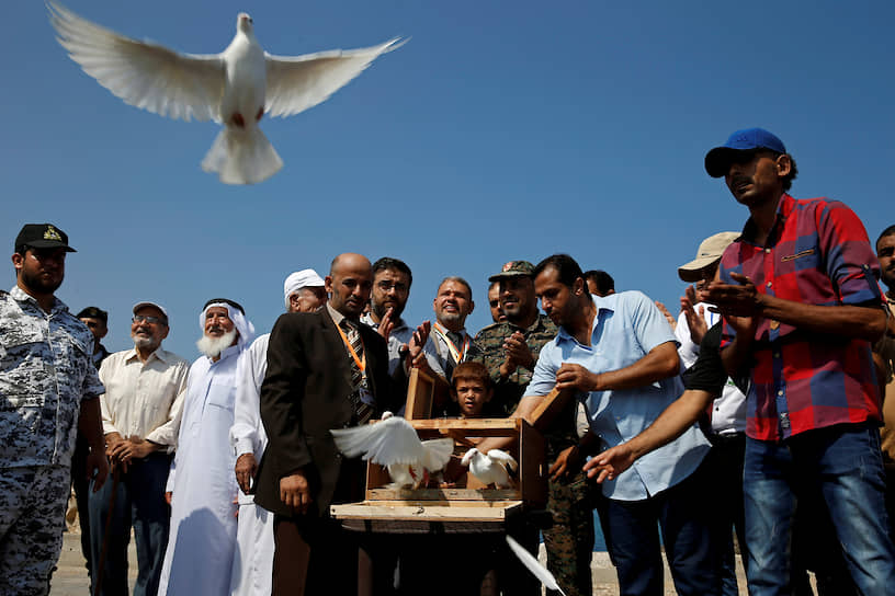Газа, Палестина. Местные жители участвуют в голубиных гонках