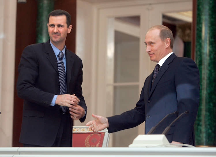 Первая встреча президентов России и Сирии Владимира Путина и Башара Асада (Москва, февраль 2005 год)