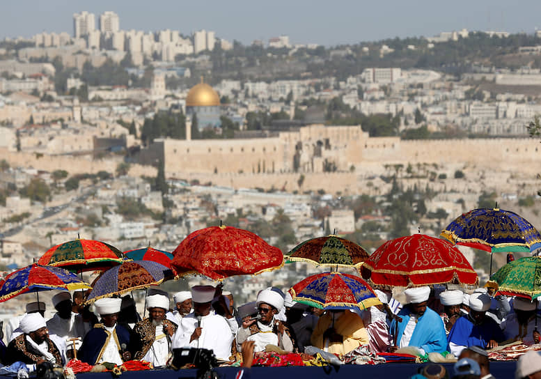 Иерусалим, Израиль. Эфиопские евреи отмечают праздник Сигд