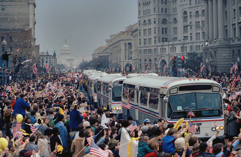 Вашингтон приветствует заложников, вернувшихся домой (27 января 1981 года)        