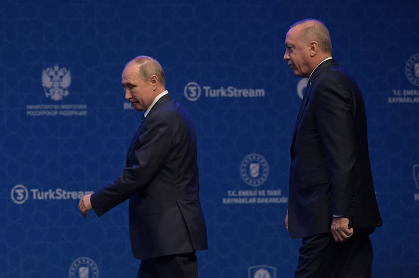 Президенты России и Турции Владимир Путин и Реджеп Тайип Эрдоган