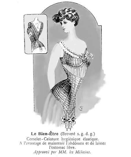В 1889 году француженка Эрмини Кадоль запатентовала первый &lt;b>бюстгалтер&lt;/b>. В своей корсетной мастерской госпожа Кадоль выставила изделие, получившее название «le Bien-Etre» («благополучие»). Две чашечки поддерживали сатиновые ленты, а сзади вся эта конструкция прикреплялась к корсету