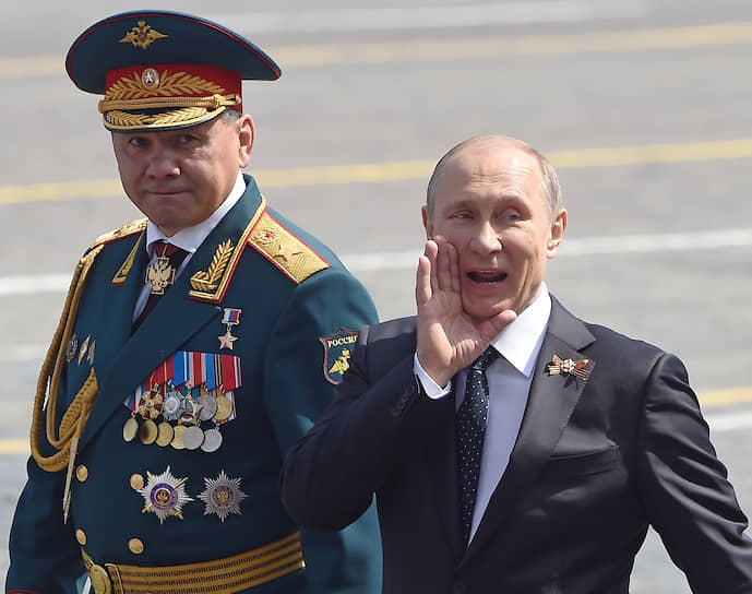 9 мая 2015 года. С министром обороны Сергеем Шойгу перед началом Парада на Красной площади 