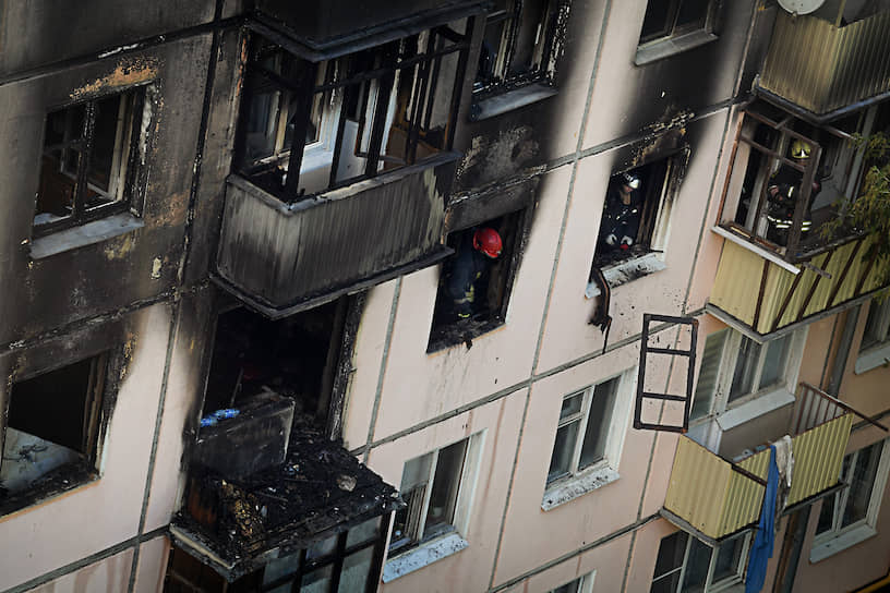 Москва, Россия. Последствия взрыва в жилом доме на улице Проходчиков