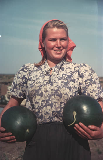 Учетчица-заправщица Назарьевской машинно-тракторной станции Алтайского края Любовь Серова, 1954 год