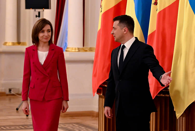 Президент Молдавии Майя Санду и президент Украины Владимир Зеленский