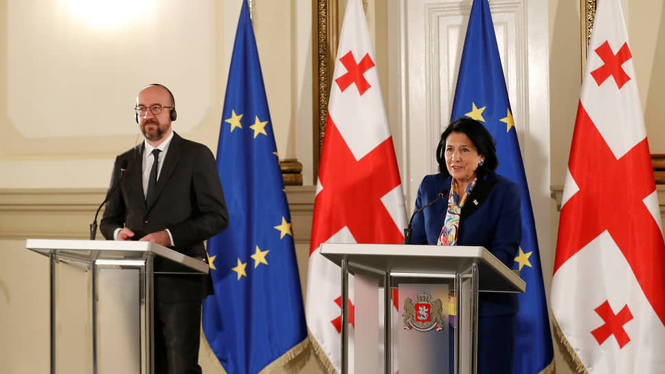 Председатель Европейского совета Шарль Мишель и президент Грузии Саломе Зурабишвили