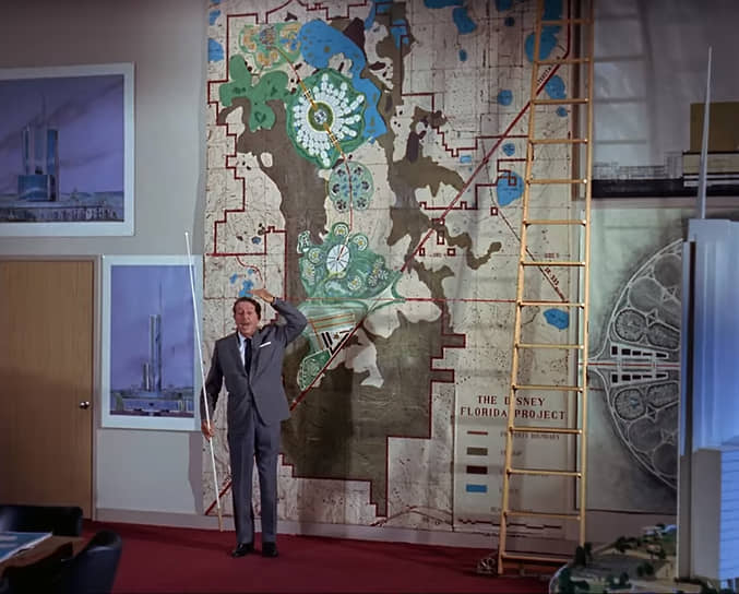 Уолт Дисней представляет план своего города, который назывался «Экспериментальный прототип сообщества будущего» 