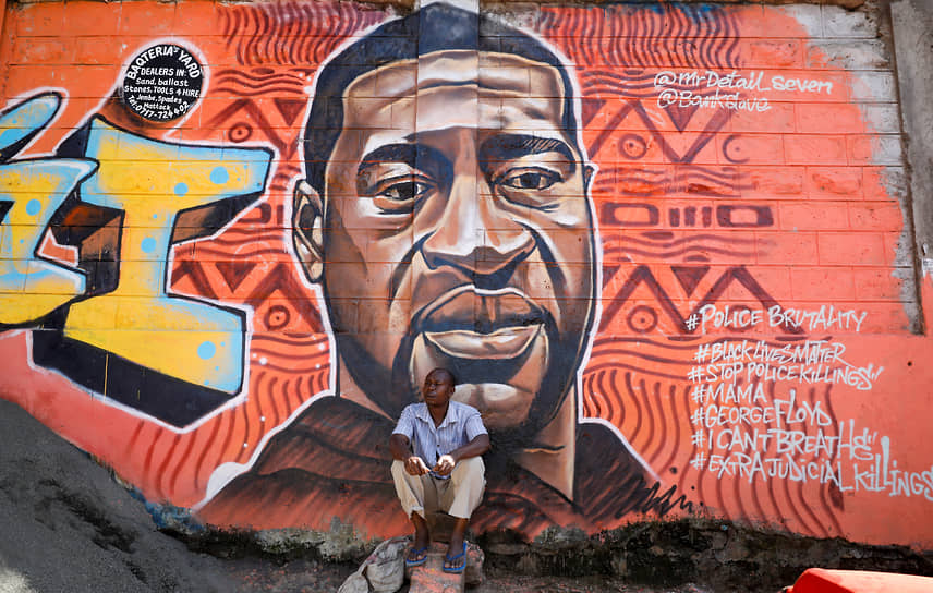 Граффити, изображающее Джорджа Флойда, Кения