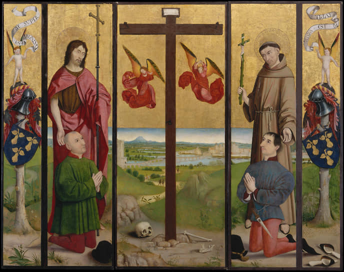 Круг Николя Фромана. «Алтарь Перусси». 1480. Одно из нечастых изображений поклонения пустому кресту