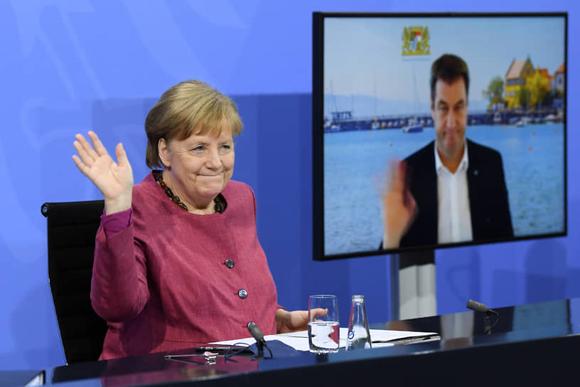 Канцлер Германии Ангела Меркель и премьер-министр Баварии Маркус Зёдер