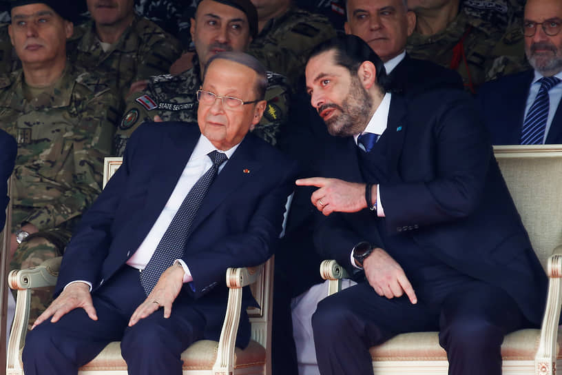 Президент Ливана Мишель Аун (слева) и премьер-министр Ливана Саад Харири