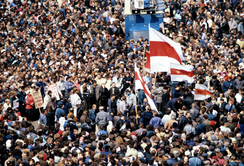 1991 год. Митинг рабочих в Минске из-за приостановки производственных предприятий
