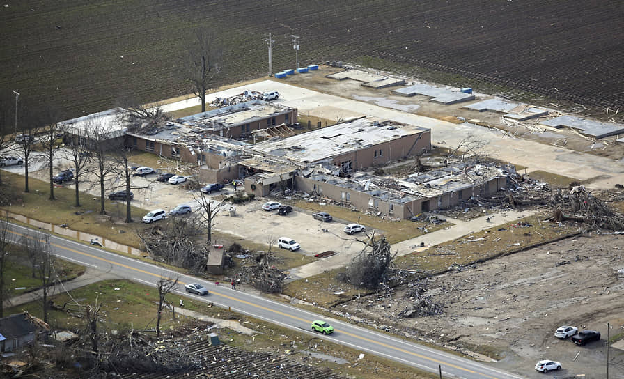 Поврежденные дома в городке Монетт на северо-востоке Арканзаса