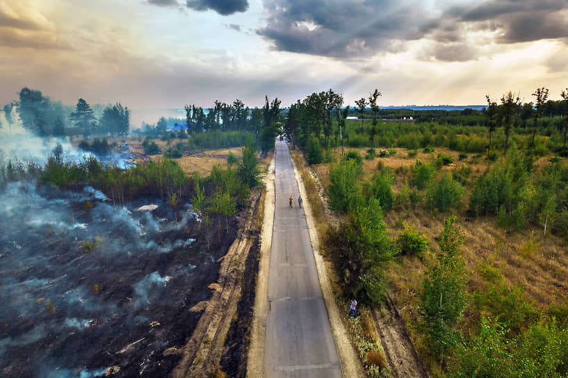 Ландшафтный пожар в пригороде Воронежа