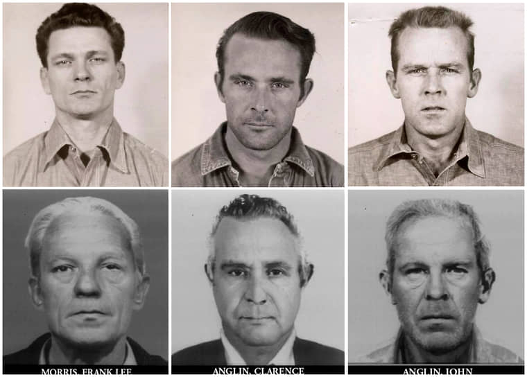 11 июня 1962 года заключенные Френк Моррис (слева) с братьями Джоном (справа) и Кларенсом Энглин сбежали из «Алькатраса» — тюрьмы у побережья Сан-Франциско. Они выбрались через дыру в камере, выкопанную ложками, оставив в своих кроватях манекены из папье-маше. Преступники уплыли на самодельном плоту, но из-за сильного течения и холодной воды их долгое время считали погибшими. В январе 2018 года канал CBS опубликовал отрывок из письма, адресованного ФБР: «Меня зовут Джон Энглин. Мне 83 года, и я в плохой форме. У меня рак. Да, мы все сделали это той ночью, но с трудом!»