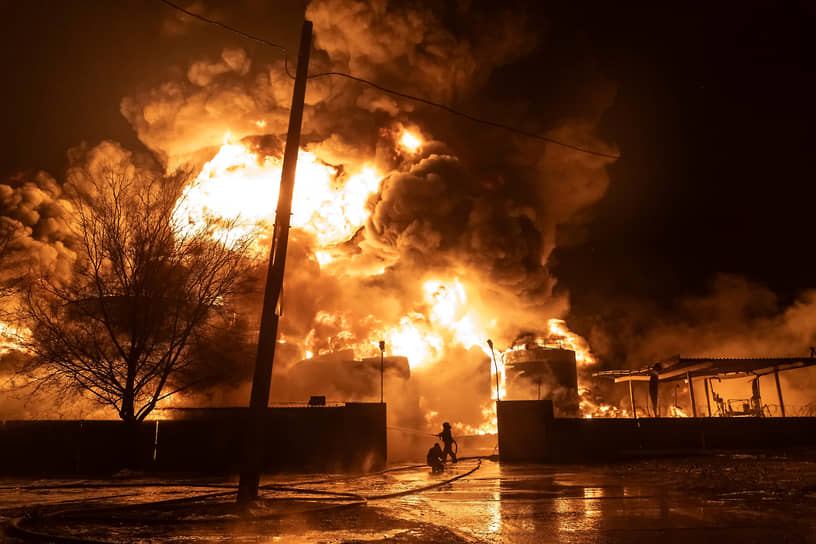Пожар в результате обстрела Харькова