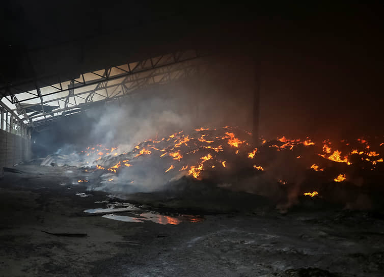 Пожар в зернохранилище в Донецкой области