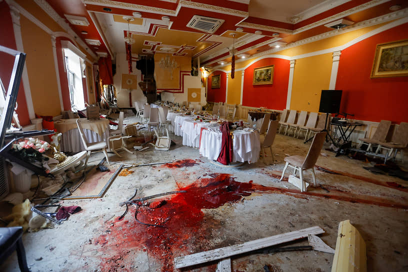 Помещение донецкого ресторана «Шеш-Беш», в котором в результате обстрела был ранен бывший генеральный директор «Роскосмоса» Дмитрий Рогозин