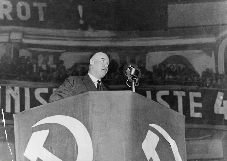 Выступление Эрнста Тельмана во Дворце спорта в Берлине 24 апреля 1932 года, через две недели после переизбрания Гинденбурга рейхспрезидентом