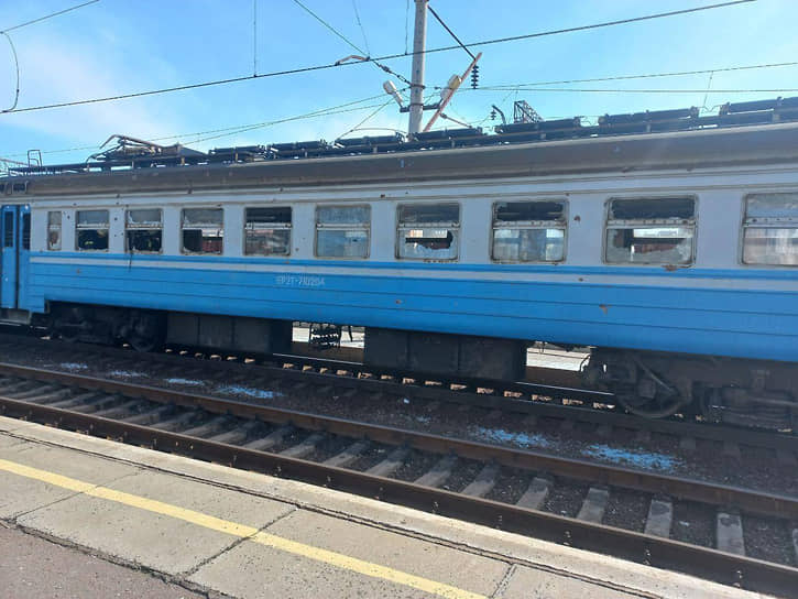 Поезд после ракетного удара в Краматорске