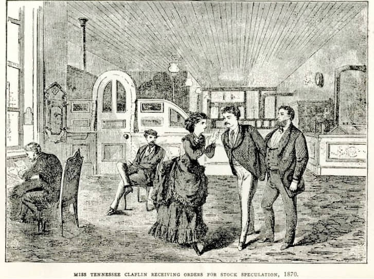 Тенни Клафлин отдает приказания о биржевых спекуляциях (рисунок 1870 года)