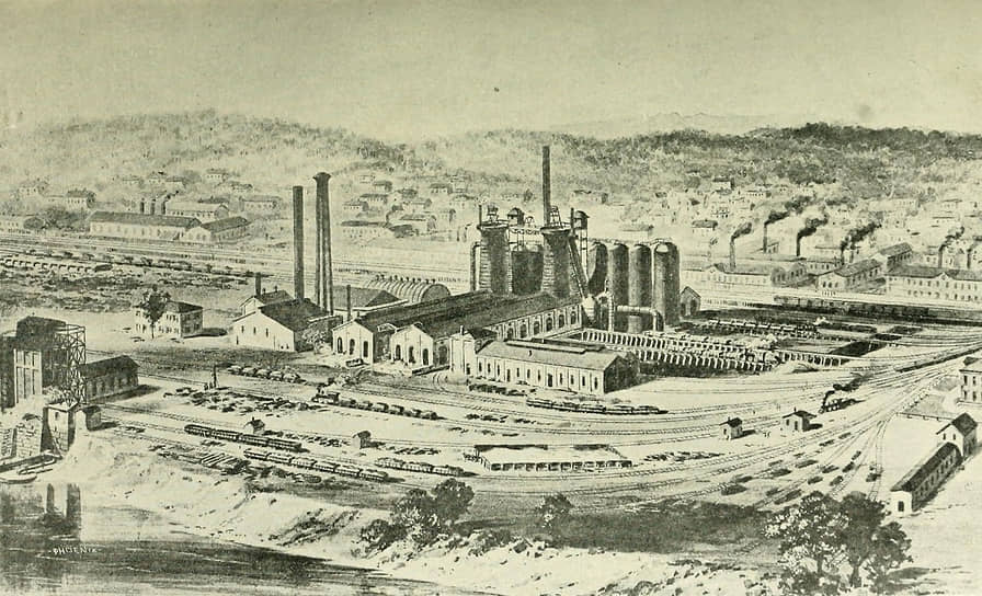Вид на сталилитейную фабрику Carnegie Steel Company